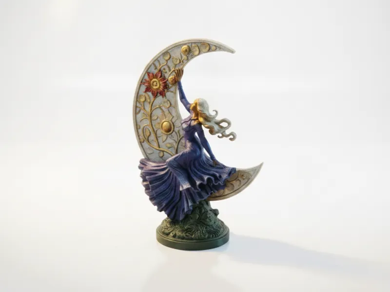 Crescent Lady Moon Goddess Figurine 3D Printable
