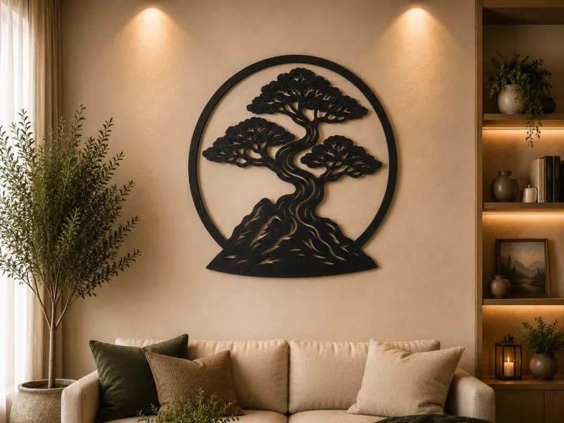Elegant Bonsai Tree 2D Wall Art 