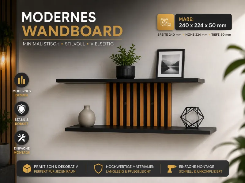 Modernes Wandregal mit Lamellen-Design | 240 × 224 × 50 mm