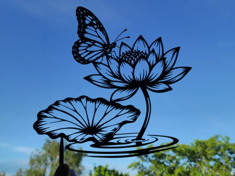 Butterfly Lotus Flower 2D Wall Art