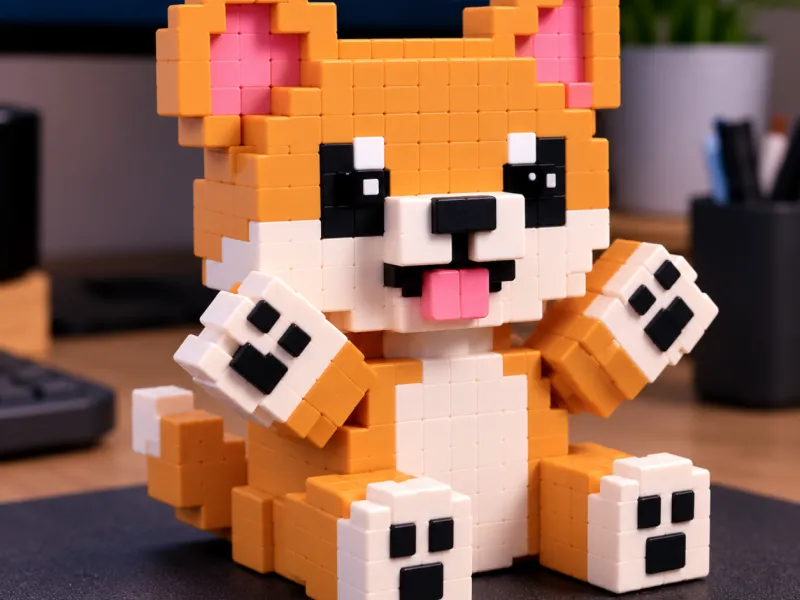 Pixel Corgi | Figurita de perro estilo bloque