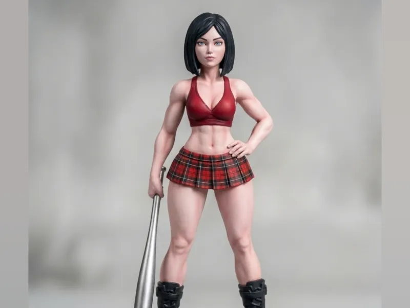 GIRL WITH BASEBALL BATE