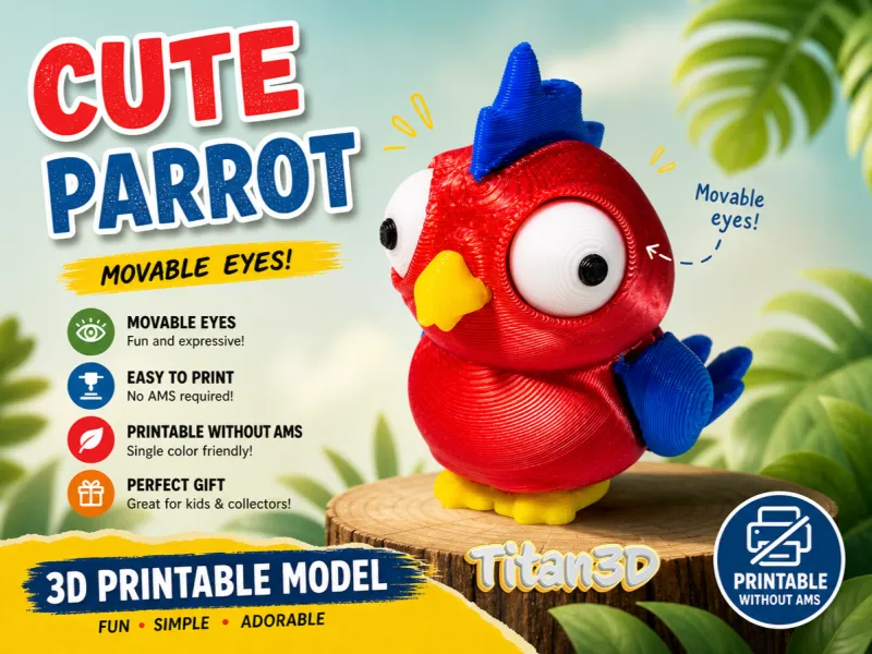 Cute Parrot with Movable Eyes 🦜