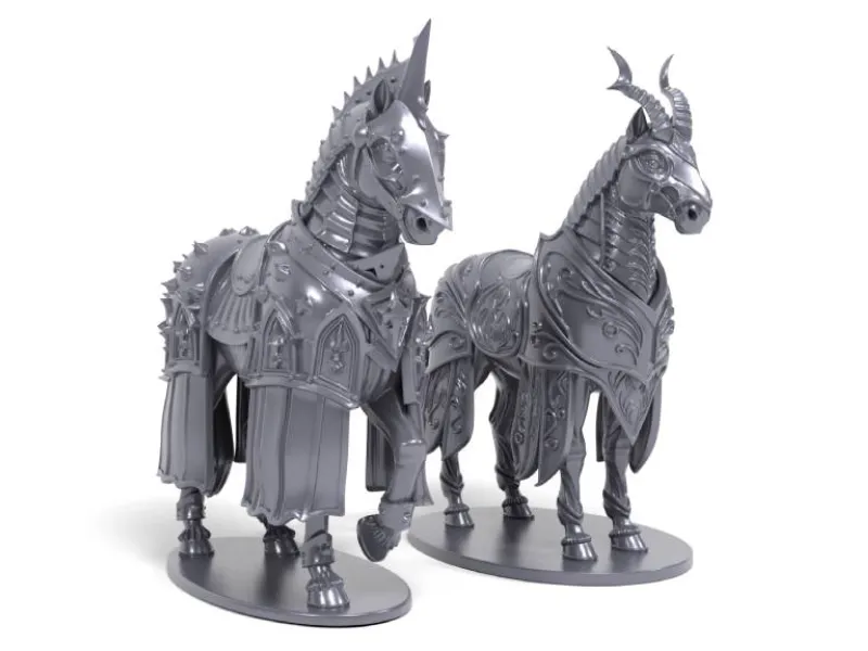 Caballos con armadura de fantasía