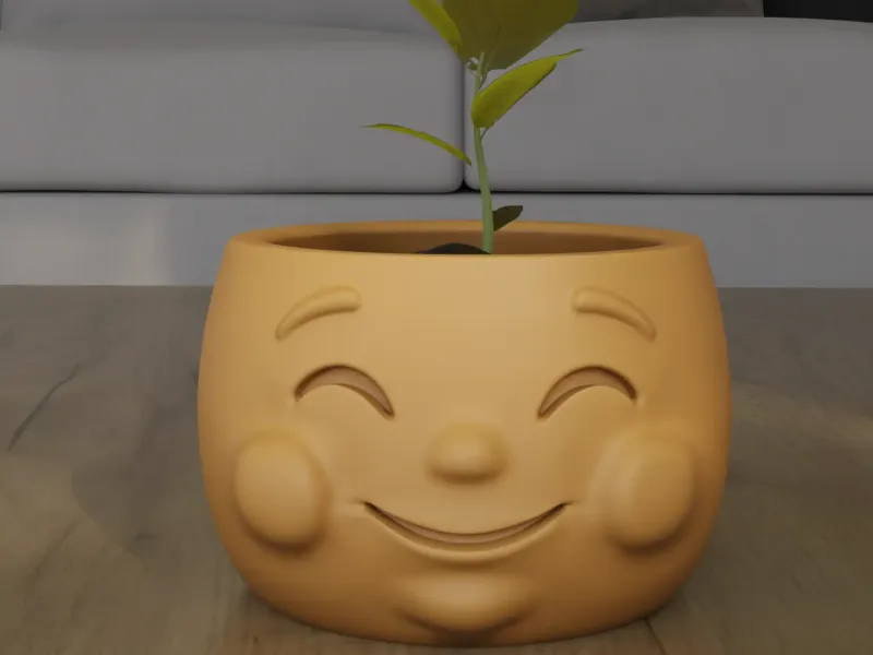 Vaso de Planta com Rosto Sorridente para Decoração de Mesa e Escritório Alegre