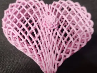 Valentine Heart Woven Basket Lid and Rose on top
