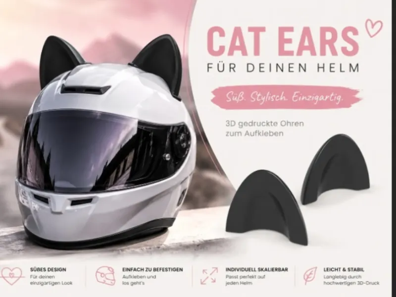 Cat ears to bike helmet