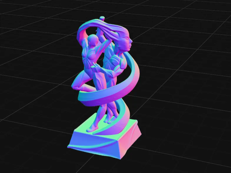 Dynamic Human Sculpture with Flowing Ribbon | Abstract Athle