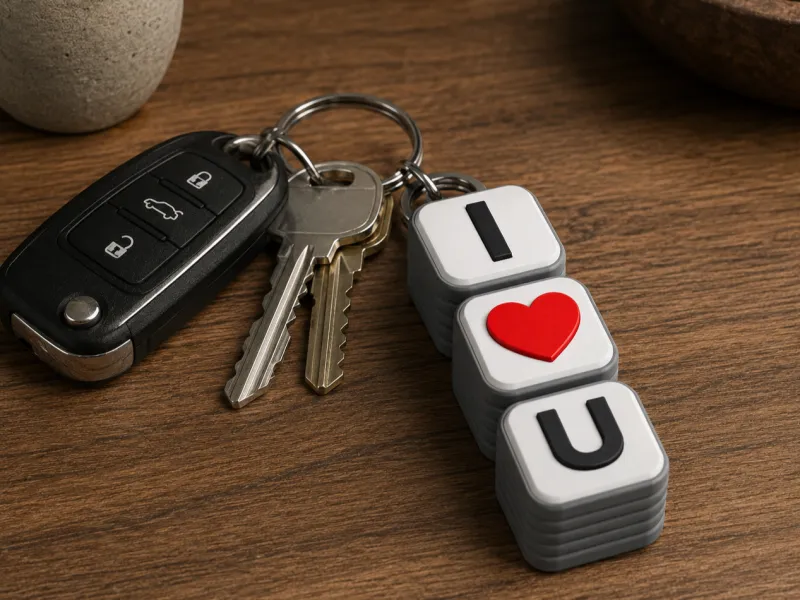 I Love U Clicker keychain