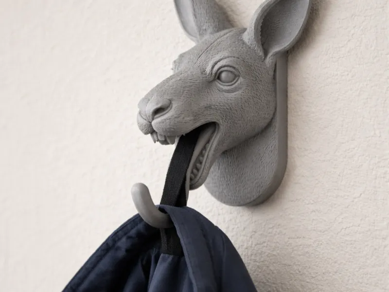 Kangaroo Head Wall Hanger Coat and Key Holder Hook