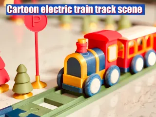 Cartoon electric train track scene