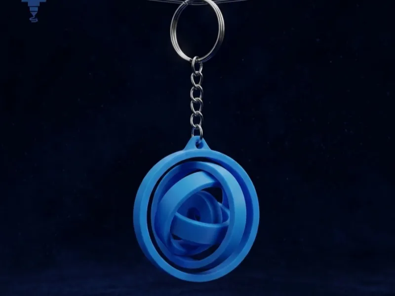 Gyroscopic Ring Keychain – Print-in-Place Fidget Keyfob