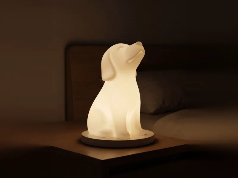Zittende Hond Lamp 3D-print | Minimalistisch honden nachtlampje