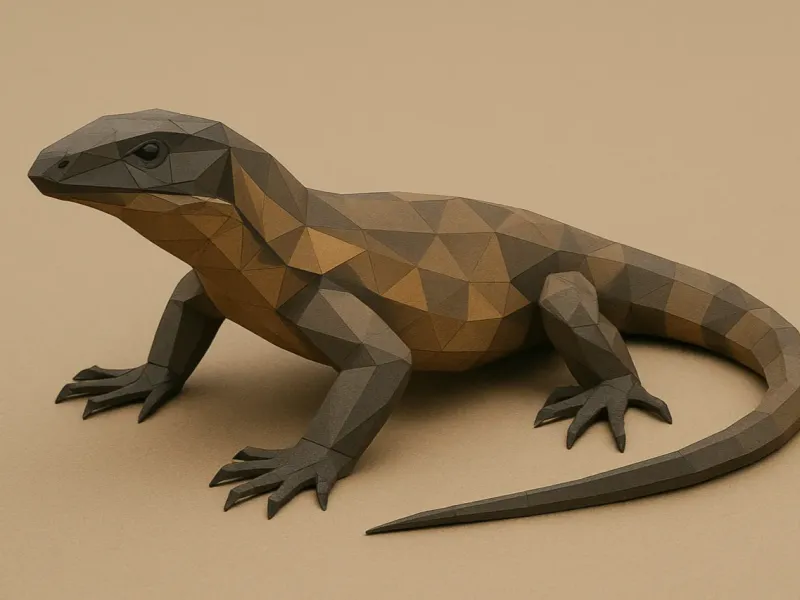 Low poly monitor lizard