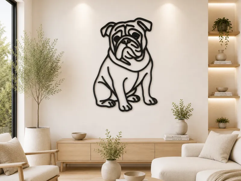 Bulldog Line Art 2D Wall Art