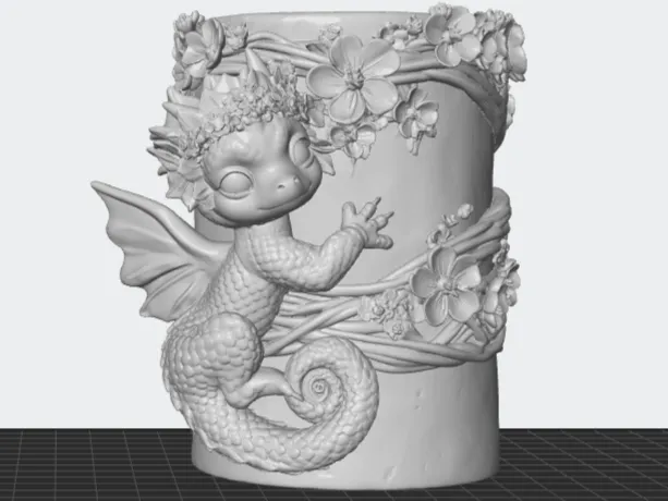 Cherry Blossom Dragon Pen Holder