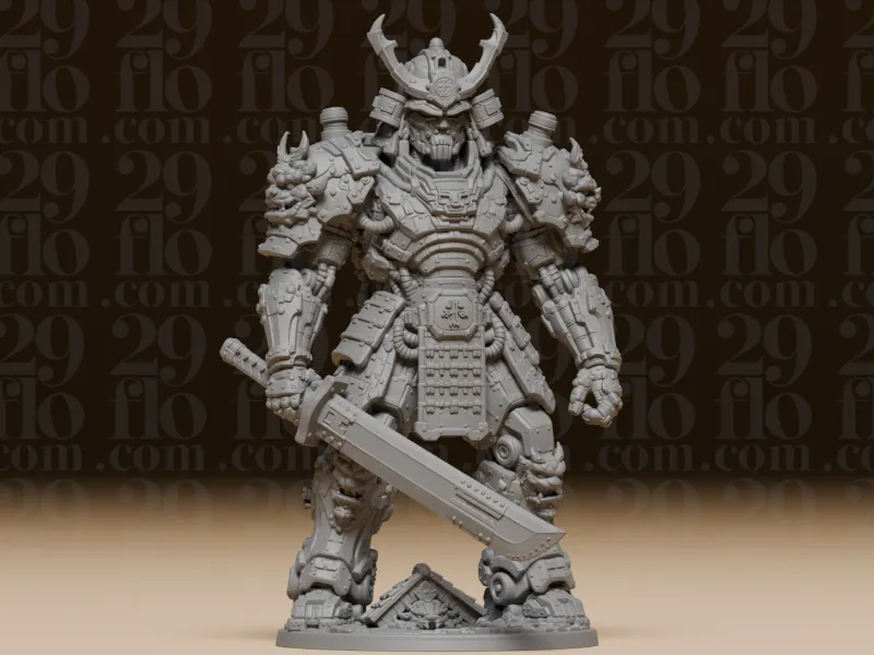 #188 Cyberpunk Mecha Samurai Statue - Futuristic Warrior