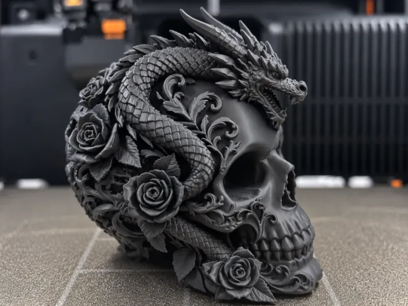 dragon floral skull