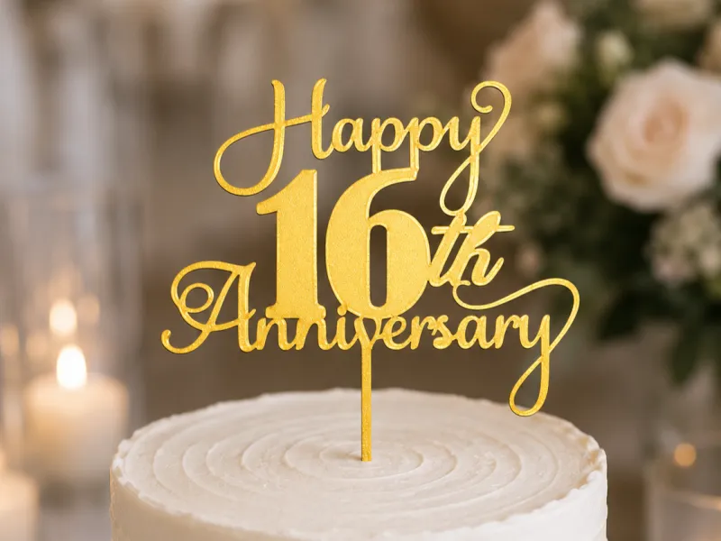 16th Anniversary Cake Topper