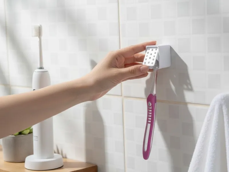 Articulated wall-mounted toothbrush holder – Hygienic and mi