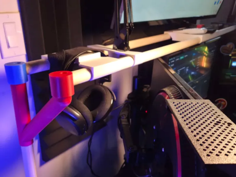Modular Over Monitor Shelf (MOMS) rail system