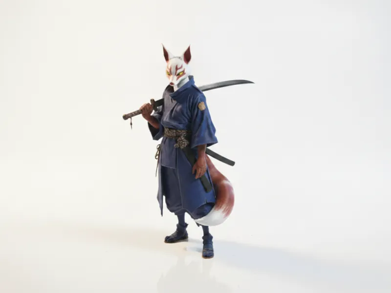 侍狐戦士フィギュア 動物 3Dプリント対応
