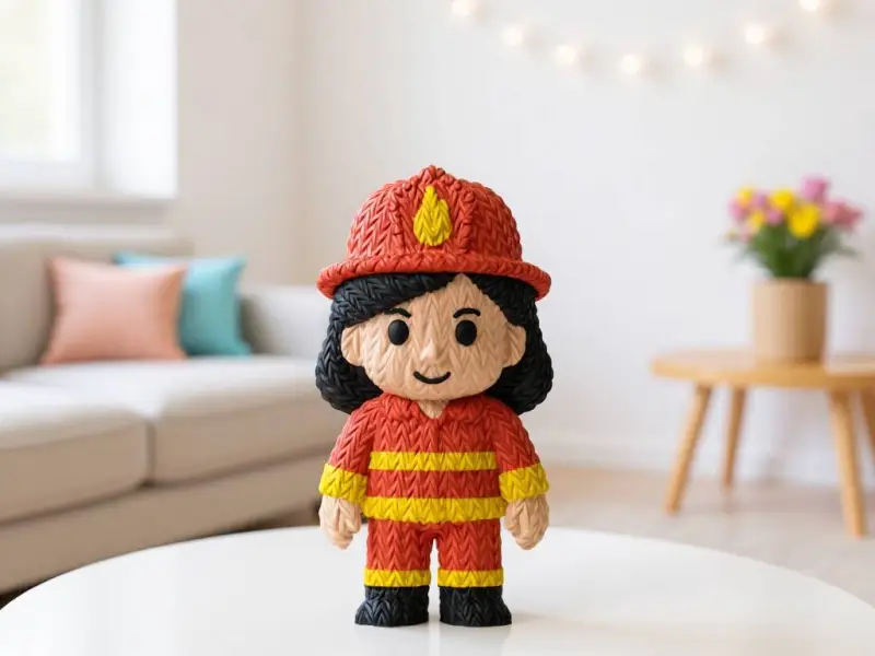 Cute Firefighter Girl – Knitted – Crochet