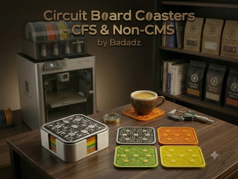 Circuit Board Coaster (Multi-color even on basic printer)