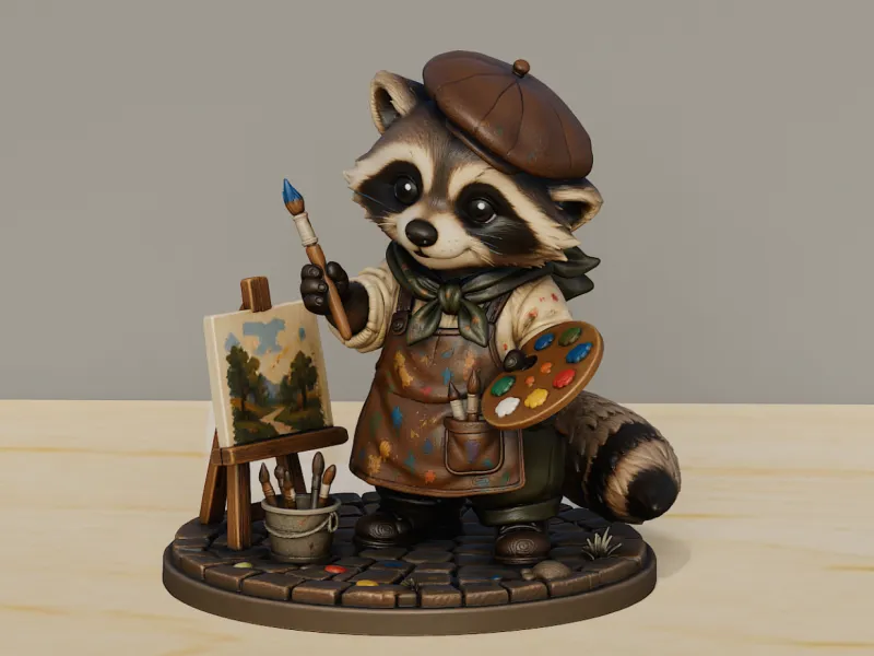 Raccoon Artist | Cute Painter Raccoon