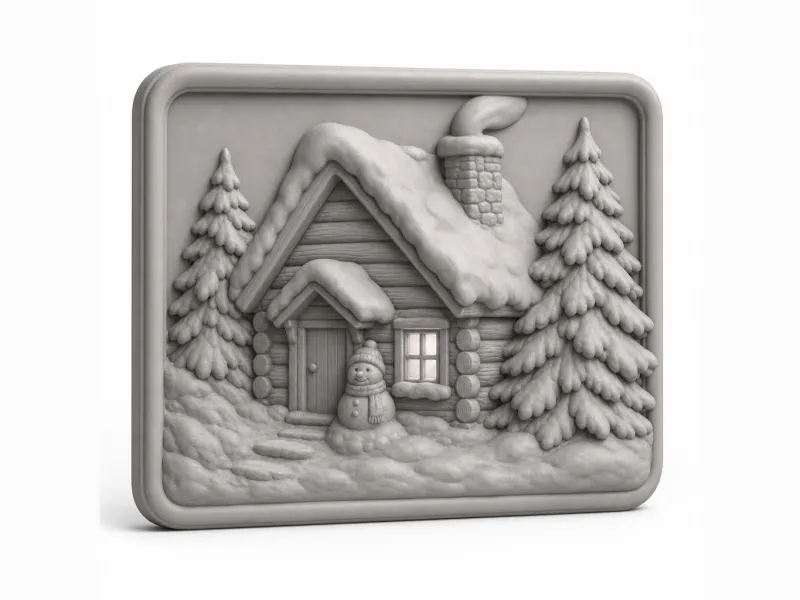 Snowbound Cabin Relief Plaque