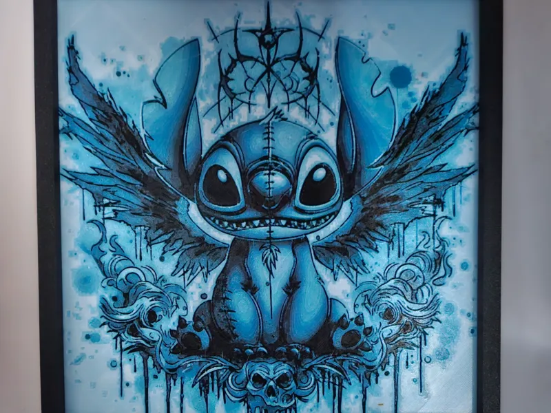STITCH ET SA TETE DE MORT AVEC COULEUR