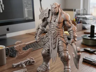 orc warrior with tech axes