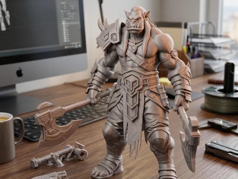 orc warrior with tech axes