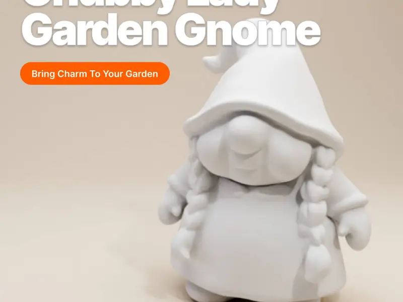 Chubby Elderly Lady Garden Gnome – Whimsical & Minimalist Fi