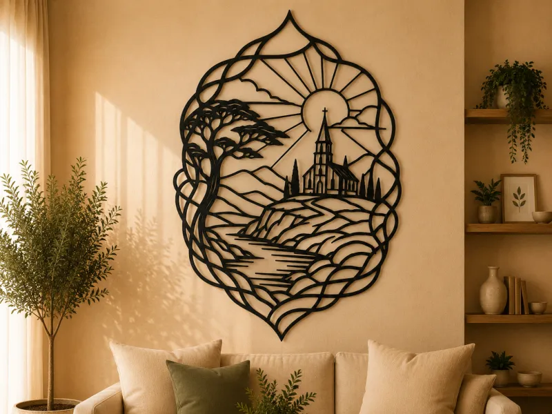 Church Landscape 2D Wall Art