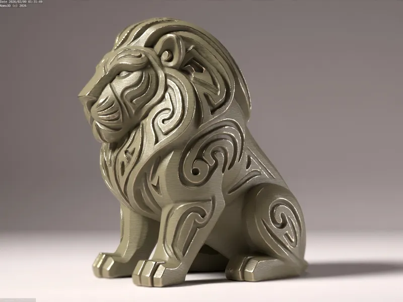 Estatueta de leão tribal 02