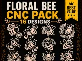 Floral Bee CNC SVG STL Pack 16 Designs-0