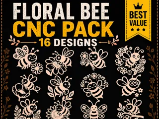Floral Bee CNC SVG STL Pack 16 Designs