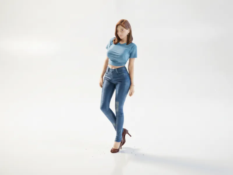 Female Figure Casual Style Statue 3D Printable