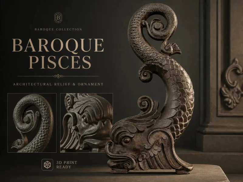 BAROQUE PISCES — Classical Architectural Relief Sculpture
