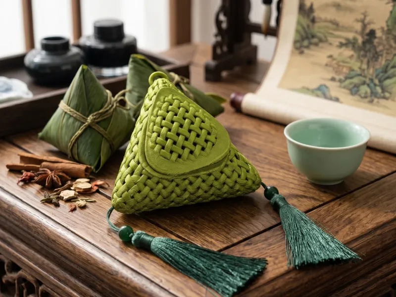 Scatola portaprofumo intrecciata a forma di zongzi