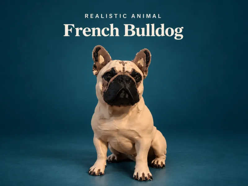 Estatueta Realista de Bulldog Francês