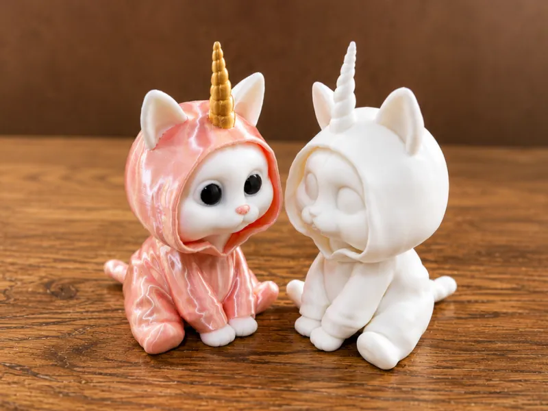 Katze in einem Einhorn-Strampelanzug / Kostüm