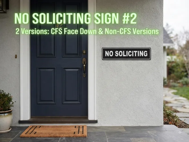 No Soliciting Sign #2 - - Face Down and Non-CFS Versions