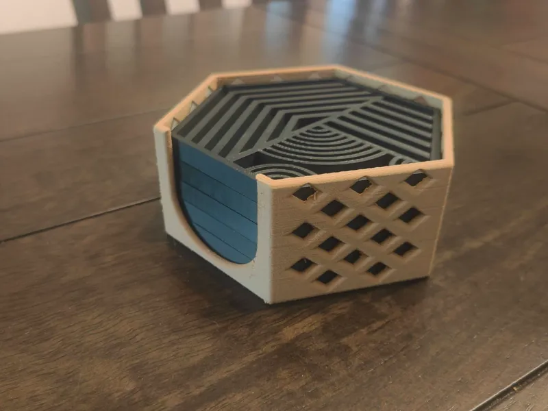 Geometric Drink Coaster + Holder