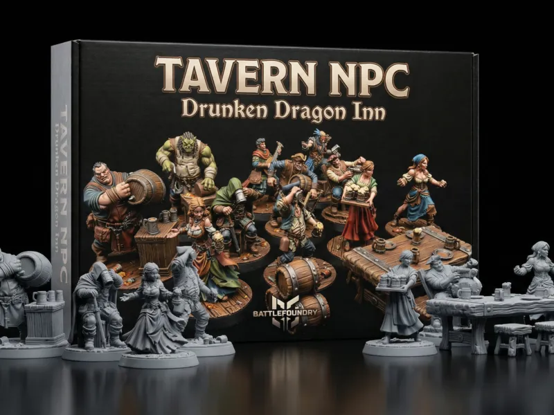 無料 タバーンNPC 酔いどれ竜亭 13体 ミニチュア 32mm