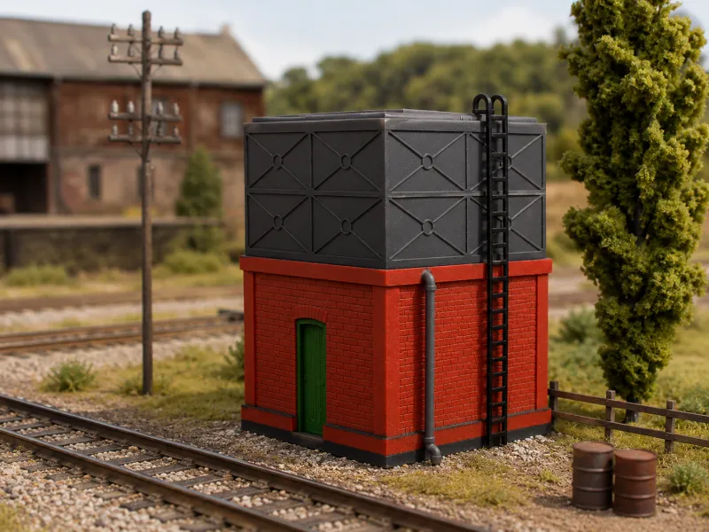 Tanque de agua ANTIGUO - BAJO - FFCC - Gauge H0 - Easy print