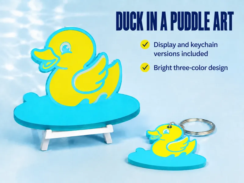 Duck in a Puddle Art & Keychain
