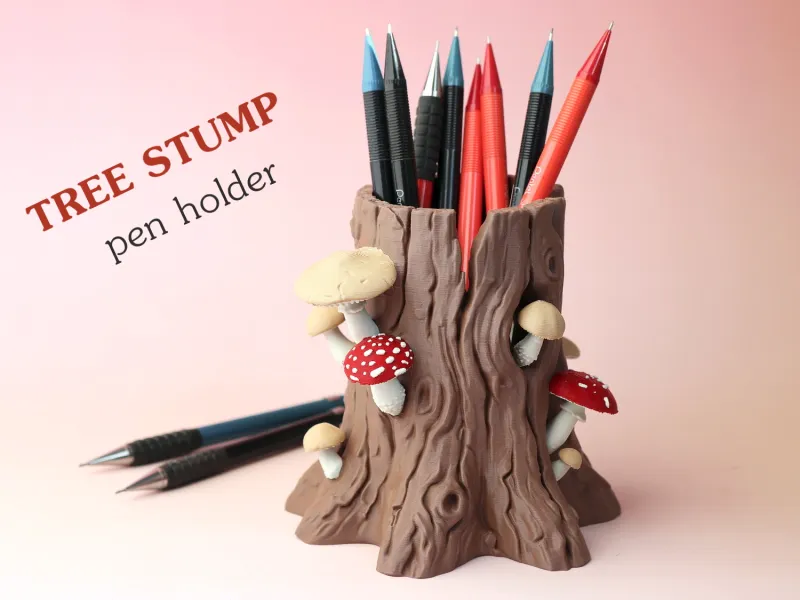 Tree Stump Pen Holder