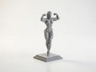 Strong Muscular Woman Figurine Female Figure 3D Printable